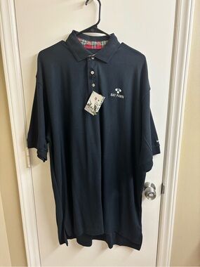 NWT House of Scotland Golf Polo Shirt 100% Cotton Black XL "Bay Pawn" Logo